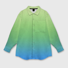 Мужская рубашка oversize 3D с принтом Градиент зелёно голубой ,  |  | 
