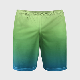 Мужские шорты спортивные с принтом Градиент зелёно голубой ,  |  | 