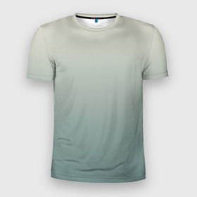 Мужская футболка 3D Slim с принтом Серо зелёный приглушённый градиент в Тюмени, 100% полиэстер с улучшенными характеристиками | приталенный силуэт, круглая горловина, широкие плечи, сужается к линии бедра | 