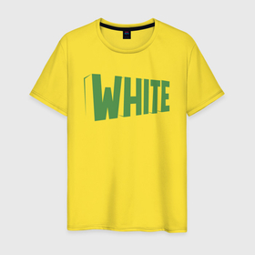 Мужская футболка хлопок с принтом Слово white в зеленом , 100% хлопок | прямой крой, круглый вырез горловины, длина до линии бедер, слегка спущенное плечо. | 