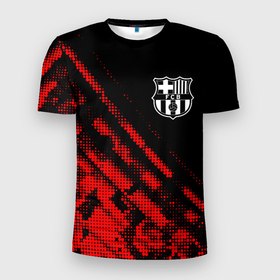 Мужская футболка 3D Slim с принтом Barcelona sport grunge в Тюмени, 100% полиэстер с улучшенными характеристиками | приталенный силуэт, круглая горловина, широкие плечи, сужается к линии бедра | 