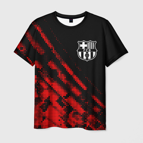 Мужская футболка 3D с принтом Barcelona sport grunge в Тюмени, 100% полиэфир | прямой крой, круглый вырез горловины, длина до линии бедер | 