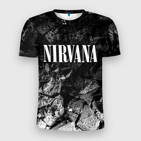 Мужская футболка 3D Slim с принтом Nirvana black graphite в Тюмени, 100% полиэстер с улучшенными характеристиками | приталенный силуэт, круглая горловина, широкие плечи, сужается к линии бедра | Тематика изображения на принте: 