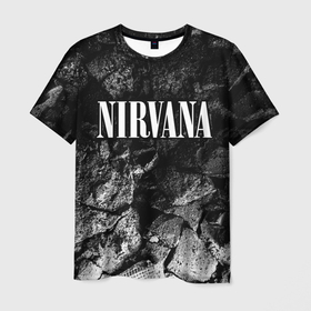 Мужская футболка 3D с принтом Nirvana black graphite в Курске, 100% полиэфир | прямой крой, круглый вырез горловины, длина до линии бедер | 
