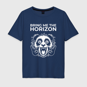 Мужская футболка хлопок Oversize с принтом Bring Me the Horizon rock panda в Санкт-Петербурге, 100% хлопок | свободный крой, круглый ворот, “спинка” длиннее передней части | 