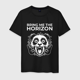 Мужская футболка хлопок с принтом Bring Me the Horizon rock panda , 100% хлопок | прямой крой, круглый вырез горловины, длина до линии бедер, слегка спущенное плечо. | 