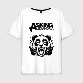 Мужская футболка хлопок Oversize с принтом Asking Alexandria   rock panda в Новосибирске, 100% хлопок | свободный крой, круглый ворот, “спинка” длиннее передней части | Тематика изображения на принте: 