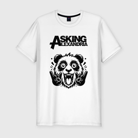 Мужская футболка хлопок Slim с принтом Asking Alexandria   rock panda в Белгороде, 92% хлопок, 8% лайкра | приталенный силуэт, круглый вырез ворота, длина до линии бедра, короткий рукав | 
