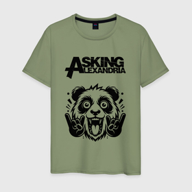 Мужская футболка хлопок с принтом Asking Alexandria   rock panda в Белгороде, 100% хлопок | прямой крой, круглый вырез горловины, длина до линии бедер, слегка спущенное плечо. | 