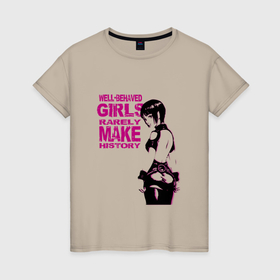 Женская футболка хлопок с принтом Девушка вполоборота в стиле манга в Санкт-Петербурге, 100% хлопок | прямой крой, круглый вырез горловины, длина до линии бедер, слегка спущенное плечо | 
