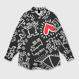 Мужская рубашка oversize 3D с принтом Kit Haring little men в Новосибирске,  |  | 