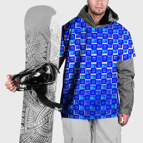 Накидка на куртку 3D с принтом Синие квадраты на белом фоне в Белгороде, 100% полиэстер |  | Тематика изображения на принте: 