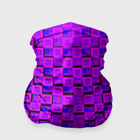 Бандана-труба 3D с принтом Фиолетовые квадраты на чёрном фоне в Новосибирске, 100% полиэстер, ткань с особыми свойствами — Activecool | плотность 150‒180 г/м2; хорошо тянется, но сохраняет форму | 