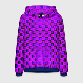 Мужская толстовка 3D с принтом Фиолетовые квадраты на чёрном фоне , 100% полиэстер | двухслойный капюшон со шнурком для регулировки, мягкие манжеты на рукавах и по низу толстовки, спереди карман-кенгуру с мягким внутренним слоем. | 