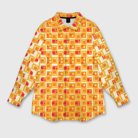 Мужская рубашка oversize 3D с принтом Жёлтые и красные квадраты на белом фоне в Новосибирске,  |  | 