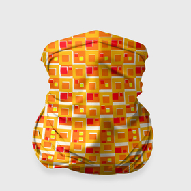 Бандана-труба 3D с принтом Жёлтые и красные квадраты на белом фоне в Тюмени, 100% полиэстер, ткань с особыми свойствами — Activecool | плотность 150‒180 г/м2; хорошо тянется, но сохраняет форму | 