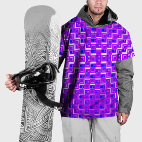 Накидка на куртку 3D с принтом Фиолетовые квадраты на белом фоне в Белгороде, 100% полиэстер |  | 