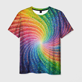 Мужская футболка 3D с принтом Радужные узоры яркие в Екатеринбурге, 100% полиэфир | прямой крой, круглый вырез горловины, длина до линии бедер | Тематика изображения на принте: 
