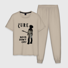 Мужская пижама хлопок с принтом The Cure   boys dont cry , 100% хлопок | брюки и футболка прямого кроя, без карманов, на брюках мягкая резинка на поясе и по низу штанин
 | 