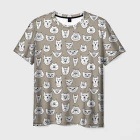 Мужская футболка 3D с принтом Cats are memes , 100% полиэфир | прямой крой, круглый вырез горловины, длина до линии бедер | 