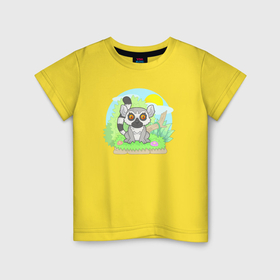 Детская футболка хлопок с принтом Забавный маленький лемур в Кировске, 100% хлопок | круглый вырез горловины, полуприлегающий силуэт, длина до линии бедер | 