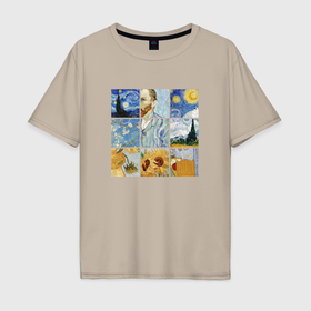 Мужская футболка хлопок Oversize с принтом Картины Винсента Ван Гога , 100% хлопок | свободный крой, круглый ворот, “спинка” длиннее передней части | Тематика изображения на принте: 