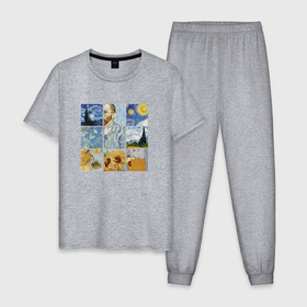 Мужская пижама хлопок с принтом Картины Винсента Ван Гога , 100% хлопок | брюки и футболка прямого кроя, без карманов, на брюках мягкая резинка на поясе и по низу штанин
 | Тематика изображения на принте: 