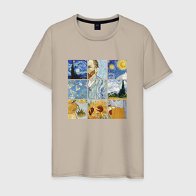 Мужская футболка хлопок с принтом Картины Винсента Ван Гога в Новосибирске, 100% хлопок | прямой крой, круглый вырез горловины, длина до линии бедер, слегка спущенное плечо. | 