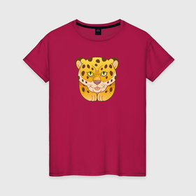 Женская футболка хлопок с принтом Милый маленький леопард , 100% хлопок | прямой крой, круглый вырез горловины, длина до линии бедер, слегка спущенное плечо | 