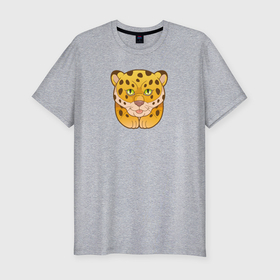Мужская футболка хлопок Slim с принтом Милый маленький леопард в Тюмени, 92% хлопок, 8% лайкра | приталенный силуэт, круглый вырез ворота, длина до линии бедра, короткий рукав | 