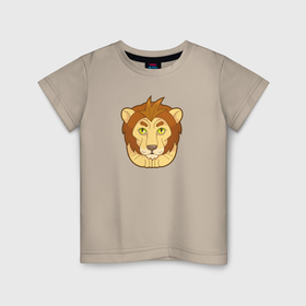 Детская футболка хлопок с принтом Забавный лев в Кировске, 100% хлопок | круглый вырез горловины, полуприлегающий силуэт, длина до линии бедер | 
