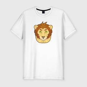 Мужская футболка хлопок Slim с принтом Забавный лев , 92% хлопок, 8% лайкра | приталенный силуэт, круглый вырез ворота, длина до линии бедра, короткий рукав | 