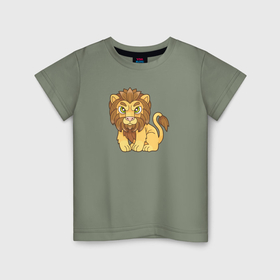 Детская футболка хлопок с принтом Забавный маленький лев в Кировске, 100% хлопок | круглый вырез горловины, полуприлегающий силуэт, длина до линии бедер | 