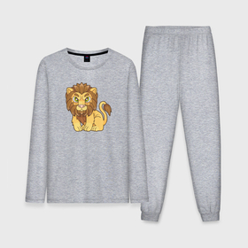 Мужская пижама с лонгсливом хлопок с принтом Забавный маленький лев ,  |  | Тематика изображения на принте: 