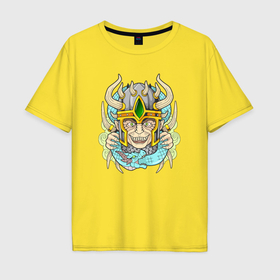 Мужская футболка хлопок Oversize с принтом Скандинавский бог Локи в Кировске, 100% хлопок | свободный крой, круглый ворот, “спинка” длиннее передней части | 