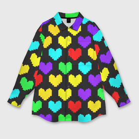 Мужская рубашка oversize 3D с принтом Undertale heart pattern в Новосибирске,  |  | Тематика изображения на принте: 