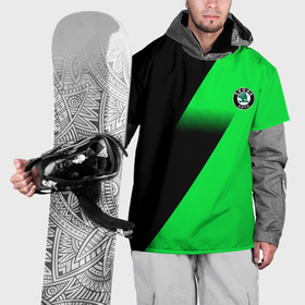 Накидка на куртку 3D с принтом Skoda green line geometry в Тюмени, 100% полиэстер |  | Тематика изображения на принте: 