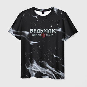 Мужская футболка 3D с принтом Ведьмак дикая охота огонь в Петрозаводске, 100% полиэфир | прямой крой, круглый вырез горловины, длина до линии бедер | 