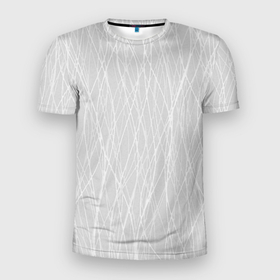 Мужская футболка 3D Slim с принтом Светлый серый волнистые линии , 100% полиэстер с улучшенными характеристиками | приталенный силуэт, круглая горловина, широкие плечи, сужается к линии бедра | 