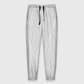 Мужские брюки 3D с принтом Светлый серый волнистые линии в Петрозаводске, 100% полиэстер | манжеты по низу, эластичный пояс регулируется шнурком, по бокам два кармана без застежек, внутренняя часть кармана из мелкой сетки | 