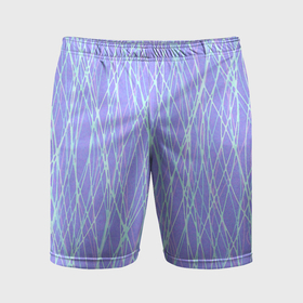 Мужские шорты спортивные с принтом Светлый сиреневый с неоновыми линиями ,  |  | Тематика изображения на принте: 
