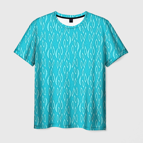 Мужская футболка 3D с принтом Паттерн лазурный голубой в Белгороде, 100% полиэфир | прямой крой, круглый вырез горловины, длина до линии бедер | Тематика изображения на принте: 