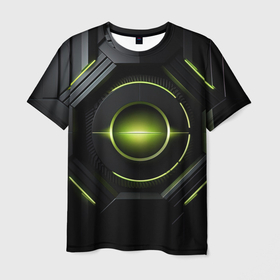 Мужская футболка 3D с принтом Неоновый зеленый круг абстракция в Петрозаводске, 100% полиэфир | прямой крой, круглый вырез горловины, длина до линии бедер | Тематика изображения на принте: 