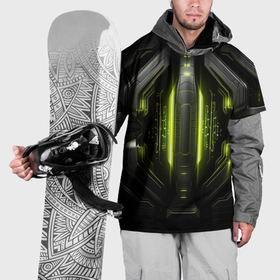 Накидка на куртку 3D с принтом Яркая зеленая неоновая киберброня , 100% полиэстер |  | Тематика изображения на принте: 