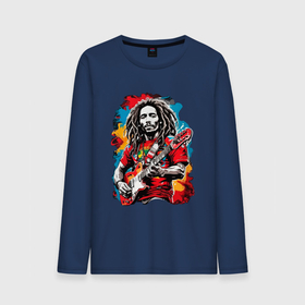 Мужской лонгслив хлопок с принтом Bob Marley  Ямайский музыкант в Петрозаводске, 100% хлопок |  | 