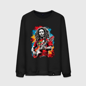 Мужской свитшот хлопок с принтом Bob Marley  Ямайский музыкант в Петрозаводске, 100% хлопок |  | 