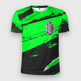 Мужская футболка 3D Slim с принтом AC Milan sport green , 100% полиэстер с улучшенными характеристиками | приталенный силуэт, круглая горловина, широкие плечи, сужается к линии бедра | 