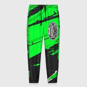 Мужские брюки 3D с принтом AC Milan sport green в Тюмени, 100% полиэстер | манжеты по низу, эластичный пояс регулируется шнурком, по бокам два кармана без застежек, внутренняя часть кармана из мелкой сетки | Тематика изображения на принте: 