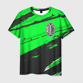 Мужская футболка 3D с принтом AC Milan sport green в Белгороде, 100% полиэфир | прямой крой, круглый вырез горловины, длина до линии бедер | 