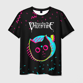 Мужская футболка 3D с принтом Bullet For My Valentine   rock star cat в Белгороде, 100% полиэфир | прямой крой, круглый вырез горловины, длина до линии бедер | 